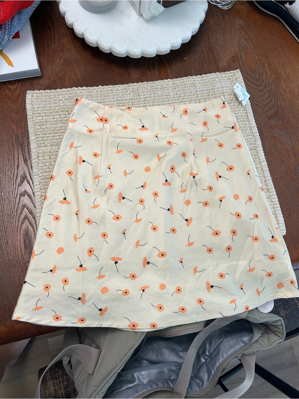 Princess Polly Cream Mini Skirt with Peach Floral Print